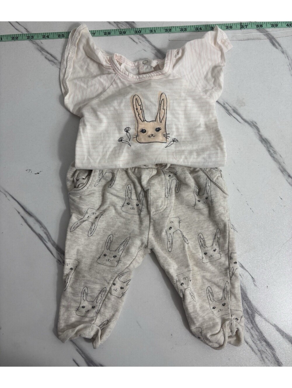 Jessica Simpson Infant Girls Bunny 2 Piece Set Shirt Pants 3-6 Months Easter